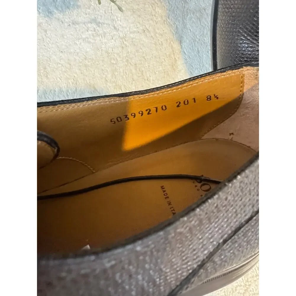 HUGO BOSS BROWN TEXTURE LEATHER SHOE OXFORD 8.5 (800THRIFTY)